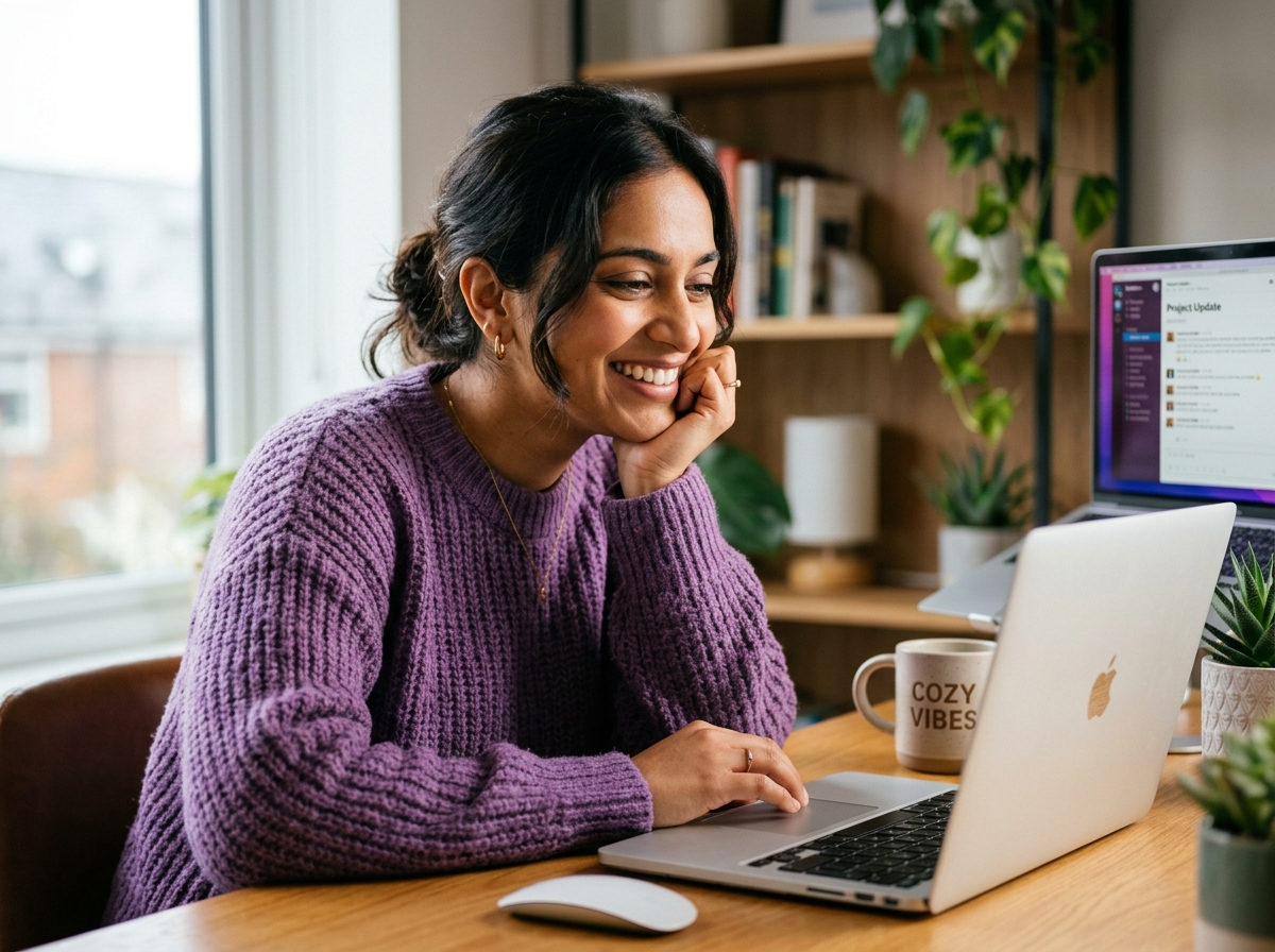 Aanya Mehta smiling with laptop